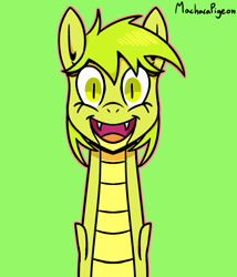 Size: 600x700 | Tagged: safe, artist:machacapigeon, oc, oc only, oc:tetrapodi, original species, pony, snake, snake pony, tetrapodophis, fangs, female, looking at you, open mouth, signature, simple background, solo