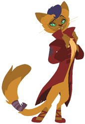 Size: 424x620 | Tagged: safe, artist:hubfanlover678, derpibooru import, capper dapperpaws, abyssinian, anthro, ballet slippers, clothes, coat, male, simple background, solo, white background