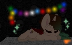 Size: 1280x800 | Tagged: safe, artist:moonlitrosekat, derpibooru import, alicorn, bat pony, bat pony alicorn, pony, bat wings, female, filly, horn, sleeping, solo, wings