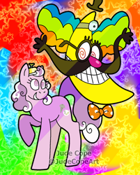 Size: 1024x1271 | Tagged: safe, artist:usagi-kinnie, derpibooru import, screwball, earth pony, pony, crossover, dr screwball jones, wander over yonder