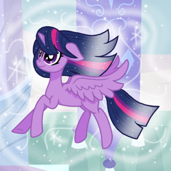 Size: 600x600 | Tagged: safe, artist:katya, derpibooru import, twilight sparkle, twilight sparkle (alicorn), alicorn, ethereal mane, glow, magic, magic aura, magic of friendship, solo