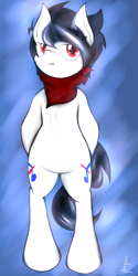 Size: 994x1983 | Tagged: safe, artist:almaustral, derpibooru import, oc, oc only, oc:lighting wind, earth pony, pony, abstract background, bipedal, both cutie marks, cutie mark, earth pony oc, male, neckerchief, signature, solo, stallion