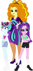 Size: 339x729 | Tagged: safe, artist:sturk-fontaine, derpibooru import, adagio dazzle, aria blaze, sonata dusk, equestria girls, adagiazonga dazzle, alternate universe, bases used, breasts, business suit, child bearing hips, clothes, curvy, family, female, milf, mother and child, mother and daughter, parent and child, simple background, sports tape, sunglasses, the dazzlings, twin sisters, white background, wide hips