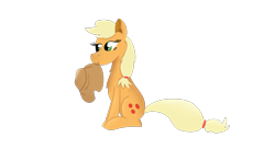 Size: 1980x1080 | Tagged: safe, derpibooru import, applejack, earth pony, pony, applejack's hat, cowboy hat, eating, female, hat, mare, mouth hold, simple background, sitting, solo, transparent background