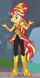 Size: 282x547 | Tagged: safe, derpibooru import, screencap, sunset shimmer, better together, equestria girls, super squad goals, cropped, solo focus