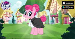 Size: 1200x630 | Tagged: safe, derpibooru import, idw, pinkie pie, earth pony, pony, alternate hairstyle, anti-sugar pinkie pie, female, gameloft, looking at you, mare, my little pony logo, official, solo