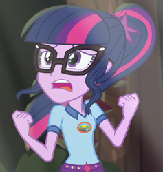 Size: 988x1044 | Tagged: safe, derpibooru import, screencap, sci-twi, twilight sparkle, equestria girls, legend of everfree, camp everfree outfits, cropped, female, solo
