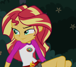 Size: 1038x922 | Tagged: safe, derpibooru import, screencap, sunset shimmer, equestria girls, legend of everfree, camp everfree outfits, cropped, female, solo