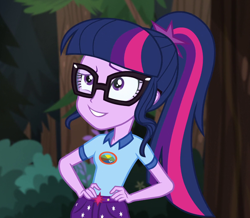 Size: 1188x1038 | Tagged: safe, derpibooru import, screencap, sci-twi, twilight sparkle, equestria girls, legend of everfree, adorkable, camp everfree outfits, cropped, cute, dork, female, solo, twiabetes