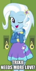 Size: 500x976 | Tagged: safe, derpibooru import, edit, edited screencap, screencap, trixie, better together, equestria girls, forgotten friendship, cropped, imgflip, lockers, meme, one eye closed, wink