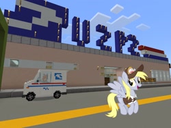 Size: 2048x1536 | Tagged: safe, artist:cheezedoodle96, artist:topsangtheman, derpibooru import, derpy hooves, pegasus, pony, topsangtheman's minecraft server, looking at you, mailmare, minecraft, post office