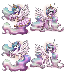 Size: 2400x2700 | Tagged: safe, artist:king-kakapo, derpibooru import, princess celestia, alicorn, pony, chest fluff, clothes, crown, curved horn, dress, female, high res, horn, jewelry, mare, regalia, simple background, solo, white background