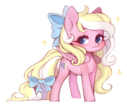 Size: 638x534 | Tagged: safe, artist:purrshen, derpibooru import, oc, oc only, oc:bay breeze, pegasus, pony, blushing, bow, chibi, cute, female, hair bow, mare, ocbetes, simple background, sparkles, tail bow, white background