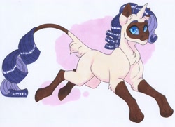Size: 3747x2707 | Tagged: safe, artist:frozensoulpony, derpibooru import, oc, oc:clear cut, hybrid, interspecies offspring, male, offspring, parent:capper dapperpaws, parent:rarity, parents:capperity, solo, traditional art