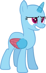 Size: 985x1542 | Tagged: safe, artist:pegasski, derpibooru import, oc, oc only, alicorn, pony, wonderbolts academy, alicorn oc, bald, base, eyelashes, grin, horn, simple background, smiling, solo, transparent background, two toned wings, wings