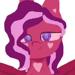 Size: 500x500 | Tagged: safe, artist:poniartsy, derpibooru import, oc, oc only, oc:cinnamon hearts, pegasus, female, hearts on cheeks, looking at you, pegasus oc, purple eyes, simple background, solo, transparent background, wings