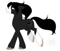 Size: 1987x1670 | Tagged: safe, artist:stagetechyart, derpibooru import, oc, oc only, oc:black diamond, earth pony, earth pony oc, floppy ears, looking back, male, simple background, smiling, solo, transparent background, trotting