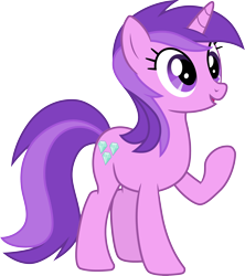 Size: 3000x3373 | Tagged: safe, artist:cloudyglow, artist:parclytaxel, derpibooru import, amethyst star, sparkler, pony, unicorn, the super speedy cider squeezy 6000, .ai available, absurd resolution, female, mare, open mouth, raised hoof, simple background, smiling, solo, transparent background, vector