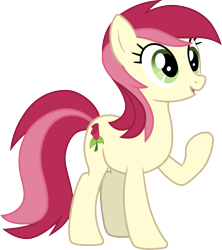 Size: 3000x3373 | Tagged: safe, artist:cloudyglow, derpibooru import, roseluck, earth pony, pony, .ai available, absurd resolution, female, mare, open mouth, raised hoof, recolor, simple background, smiling, solo, transparent background, vector
