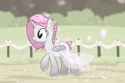 Size: 2224x1468 | Tagged: safe, artist:safizejaart, derpibooru import, oc, alicorn, alicorn oc, clothes, dress, horn, smiling, wedding dress, wings