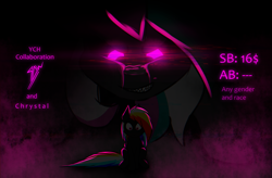 Size: 1650x1080 | Tagged: safe, artist:chrystal_company, artist:skanim-sdw, derpibooru import, oc, oc:darky wings, oc:linky wings, pony, collaboration, any gender, any race, commission, glowing eyes, halloween, macro, micro, scared, smoke, ych example, your character here