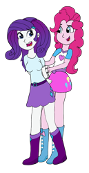 Size: 557x1080 | Tagged: safe, artist:alviniscute, derpibooru import, pinkie pie, rarity, equestria girls, arm behind back, arrested, cuffs, simple background, transparent background