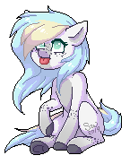 Size: 145x183 | Tagged: safe, artist:silentwolf-oficial, derpibooru import, oc, oc only, earth pony, pony, :p, colored hooves, earth pony oc, pixel art, raised hoof, signature, simple background, solo, tongue out, transparent background