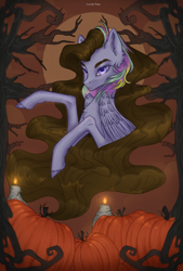 Size: 1351x2000 | Tagged: safe, artist:lovely-pony, derpibooru import, oc, pegasus, pony, candle, pumpkin, solo