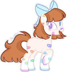 Size: 2226x2382 | Tagged: safe, artist:kurosawakuro, derpibooru import, oc, earth pony, pony, bandaid, bow, female, hair bow, mare, simple background, solo, transparent background