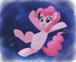 Size: 3124x2559 | Tagged: safe, artist:ginmaruxx, derpibooru import, pinkie pie, earth pony, pony, cute, diapinkes, female, galaxy, high res, mare, night, night sky, open mouth, pixiv, sky, solo, starry eyes, stars, wingding eyes