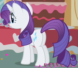 Size: 361x313 | Tagged: safe, derpibooru import, screencap, rarity, pony, unicorn, party of one, butt, cropped, female, mare, plot, rearity, solo