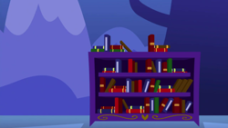 Size: 1280x720 | Tagged: safe, derpibooru import, screencap, a flurry of emotions, background, book, bookshelf, liminal space, no pony, scenic ponyville, twilight's castle