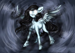 Size: 2048x1447 | Tagged: safe, artist:cvanilda, derpibooru import, oc, oc only, oc:sky secret, pegasus, pony, female, glowing eyes, mare, pegasus oc, signature, solo, wings