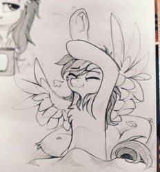 Size: 1904x2048 | Tagged: safe, artist:trickate, derpibooru import, rainbow dash, pegasus, pony, armpits, chest fluff, morning ponies, solo, stretching, traditional art, waking up