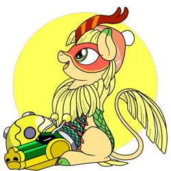 Size: 800x800 | Tagged: safe, artist:perfectpinkwater, derpibooru import, kirin, pony, arms (video game), crossover, female, hat, kirin-ified, mask, min min, nintendo, ponified, simple background, solo, species swap, super smash bros., super smash bros. ultimate, transparent background