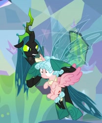 Size: 713x857 | Tagged: safe, derpibooru import, screencap, cozy glow, queen chrysalis, alicorn, changeling, changeling queen, the ending of the end, alicornified, cozycorn, female, race swap