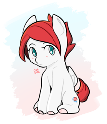 Size: 971x1126 | Tagged: safe, artist:sugarelement, derpibooru import, oc, oc:red cherry, pegasus, blushing, cute, looking at you, ocbetes, simple background, sitting, solo, transparent background