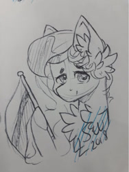 Size: 721x960 | Tagged: safe, artist:silentwolf-oficial, derpibooru import, oc, oc only, earth pony, pony, bust, chest fluff, ear fluff, earth pony oc, grayscale, lineart, monochrome, signature, solo, traditional art
