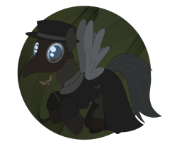 Size: 2223x2077 | Tagged: safe, artist:dyonys, derpibooru import, oc, oc only, oc:tanner, pegasus, pony, cane, clothes, costume, flying, halloween, halloween costume, hat, holiday, male, nightmare night, plague doctor, plague doctor mask, simple background, stallion, transparent background