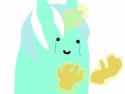 Size: 2048x1536 | Tagged: safe, artist:2merr, lyra heartstrings, pony, unicorn, /mlp/, 4chan, :), crying, dot eyes, drawn on phone, drawthread, female, glowing horn, hand, horn, magic, magic hands, reaction image, sad, simple background, smiley face, smiling, solo, white background