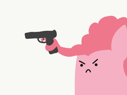 Size: 2048x1536 | Tagged: safe, artist:2merr, pinkie pie, earth pony, pony, /mlp/, 4chan, :c, >:c, angry, dot eyes, drawn on phone, drawthread, female, frown, gun, hair hold, handgun, mane hold, pistol, ponies with guns, reaction image, simple background, solo, weapon, white background