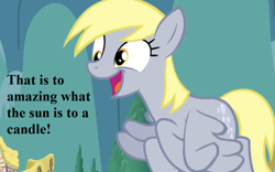 Size: 1024x640 | Tagged: safe, derpibooru import, edit, edited screencap, screencap, derpy hooves, slice of life (episode), cropped, cute, derpabetes, reaction image, speech, talking