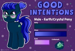 Size: 1280x876 | Tagged: safe, artist:redpalette, derpibooru import, oc, oc:good intentions, crystal pony, commission, cute, cutie mark, glasses, reference sheet