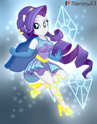 Size: 1417x1809 | Tagged: safe, artist:tabrony23, derpibooru import, rarity, better together, equestria girls, forgotten friendship, beautiful, clothes, cutie mark, female, gloves, high res, looking at you, patreon, patreon logo, ponied up, shoes, solo, super ponied up