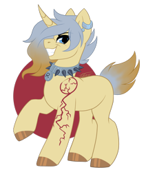 Size: 2158x2542 | Tagged: safe, artist:inspiredpixels, derpibooru import, oc, oc:regi knox, pony, unicorn, choker, male, simple background, solo, spiked choker, stallion, transparent background