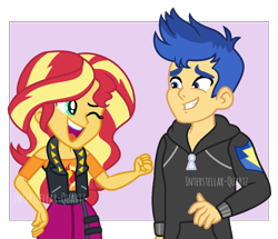 Size: 1224x1052 | Tagged: safe, artist:interstellar-quartz, derpibooru import, flash sentry, sunset shimmer, equestria girls, female, flashimmer, male, shipping, straight