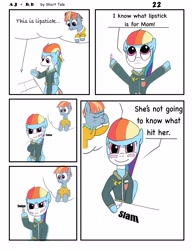 Size: 2550x3300 | Tagged: safe, artist:short tale, derpibooru import, rainbow dash, windy whistles, pegasus, pony, comic:aj+rd, appledash, comic strip, facehoof, female, lesbian, lipstick, makeup, note, romance, shipping