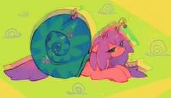 Size: 1989x1135 | Tagged: safe, artist:orchidpony, derpibooru import, oc, oc only, original species, snail, snail pony, solo