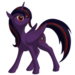 Size: 2000x2000 | Tagged: safe, artist:nebulastar985, derpibooru import, oc, oc only, oc:midnight star, alicorn, pony, fanfic:midnight star, alicorn oc, female, horn, mare, simple background, smiling, smirk, solo, transparent background, wings