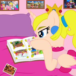 Size: 1104x1096 | Tagged: safe, artist:nackliza, artist:user15432, derpibooru import, alicorn, pony, amy rose, baby daisy, baby luigi, baby mario, baby peach, barely pony related, base used, bed, bedroom, birdo, blaze the cat, boo (super mario), book, bowser, bowser jr, clothes, crossover, crown, diddy kong, donkey kong, dress, dry bones, dry bowser, ear piercing, earring, football, funky kong, gown, hammer bro, ice skating, jewelry, king boo, koopa troopa, london 2012, luigi, luigi's mansion, luigi's mansion 3, luma, mario, mario & sonic, mario & sonic at the london 2012 olympic games, mario & sonic at the olympic games, mario & sonic at the olympic winter games, mario and sonic, mario and sonic at the olympic games, mario bros., mario kart, mario kart wii, mario power tennis, mario strikers charged, memories, miles "tails" prower, nintendo, olympic games, olympics, photo album, picture book, picture frame, piercing, pillow, pink dress, poltergust g-00, princess daisy, princess peach, princess rosalina, regalia, rosalina, sonic the hedgehog (series), sports, super mario bros., super mario galaxy, super mario strikers, tennis, tennis ball, tennis racket, toad (mario bros), toadette, waluigi, wario, yoshi